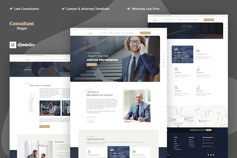 Consultores - Template Kits para abogados y abogados Elementor