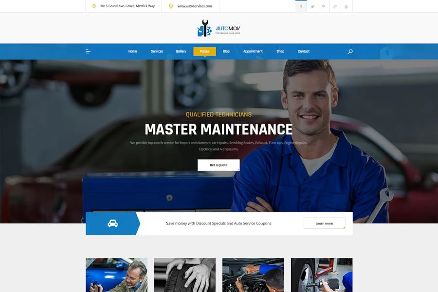 Automov - Template Kit Elementor para reparación y servicios de automóviles