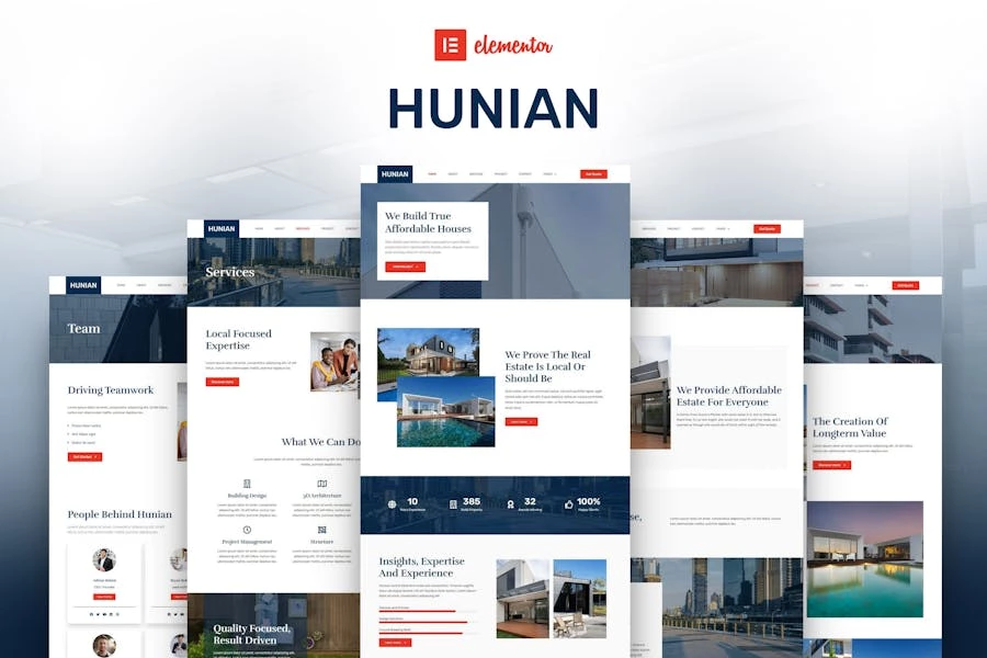 Hunian - Kit de plantillas Elementor para bienes raíces