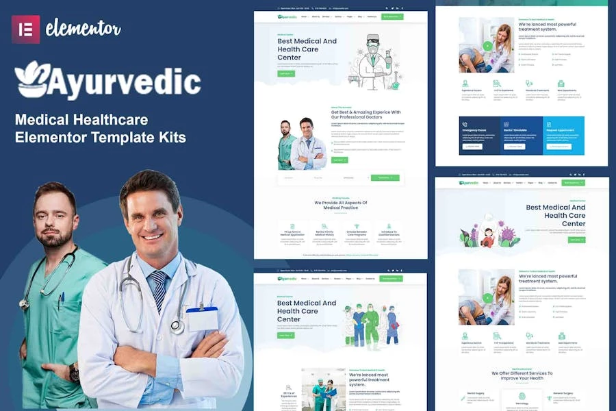 Ayurvédico: kits de plantillas de Elementor para atención médica