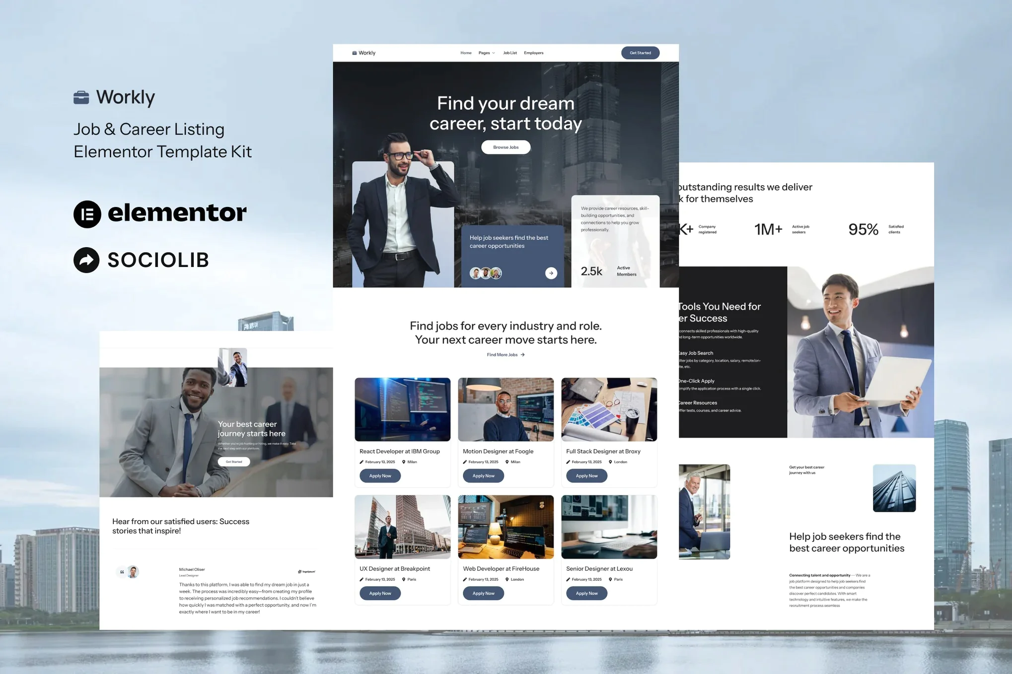 Workly - Kit de plantillas Elementor para ofertas de trabajo y contratación profesional