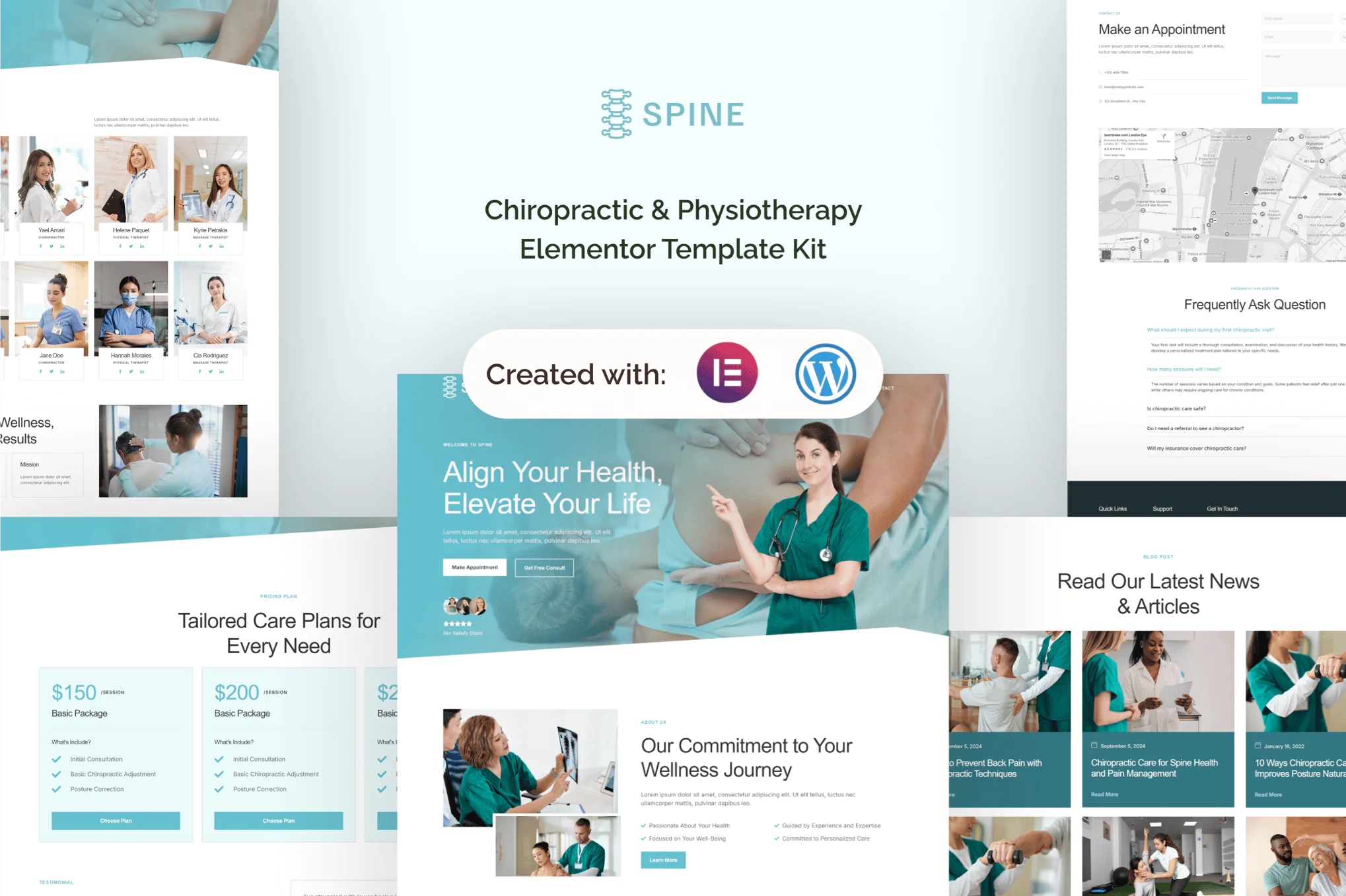 Spine - Kit de plantillas Elementor para quiropráctica y fisioterapia