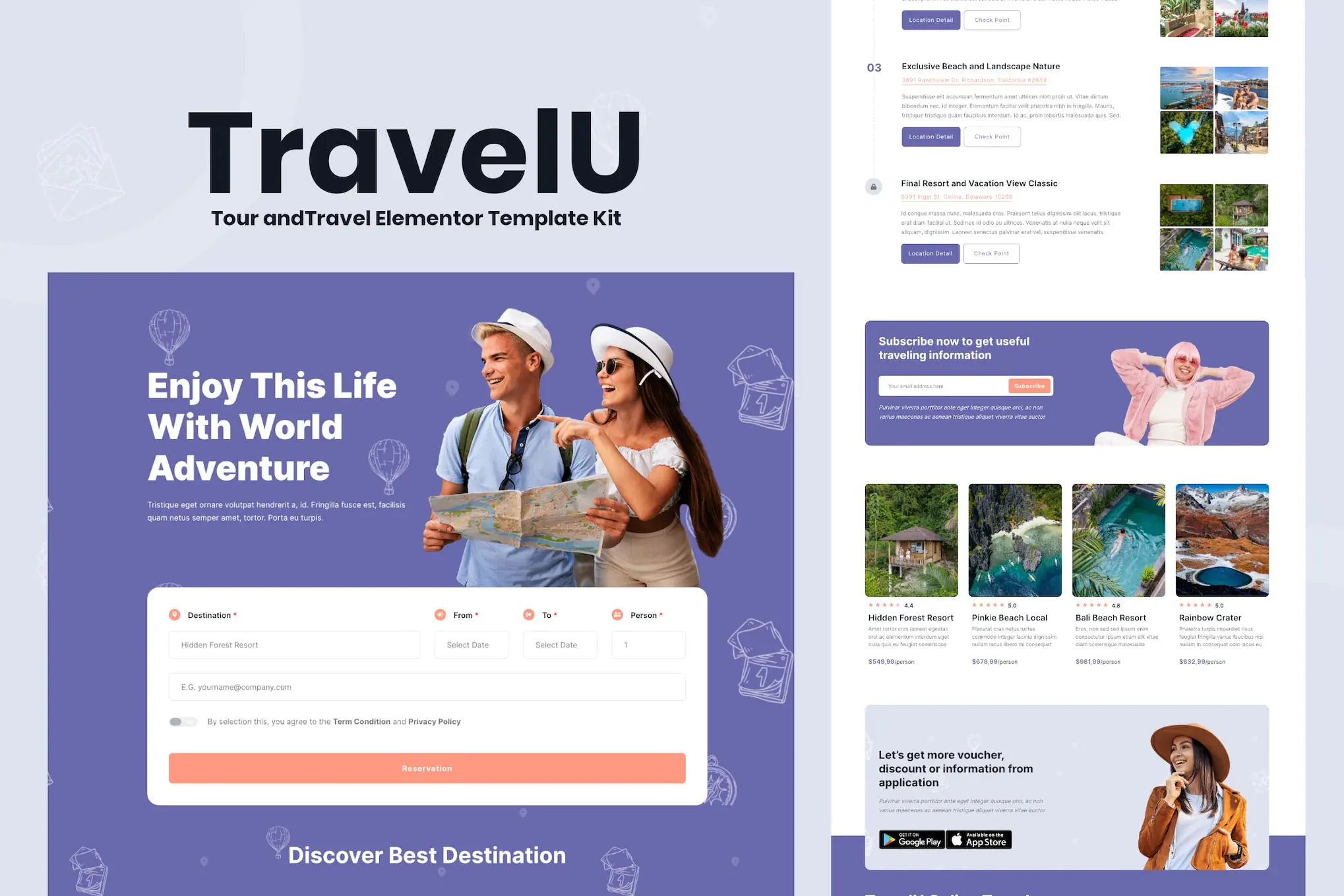 TravelU - Template Kit Elementor Tour & Travel