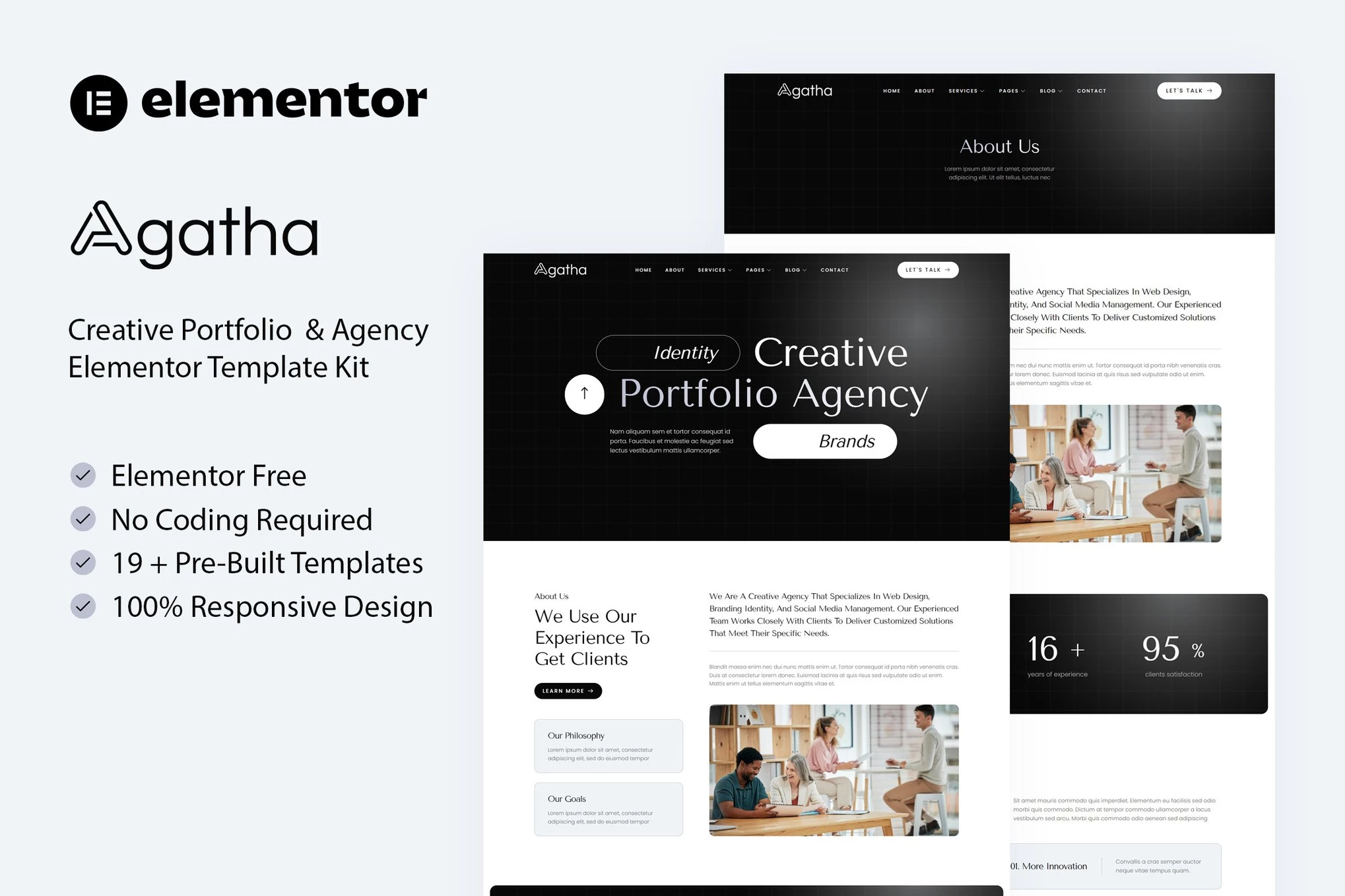 Agatha - Kit de Plantillas Elementor para Porfolios Creativos y Agencias