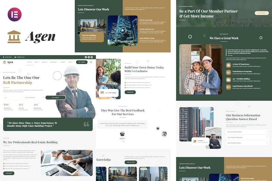 Agen - Template Kit Elementor para desarrolladores inmobiliarios y inmobiliarios