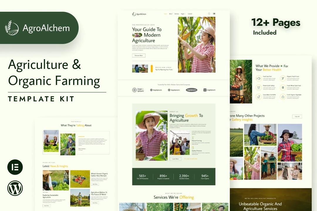 AgroAlchem - Kit de plantillas Elementor para agricultura y agricultura orgánica
