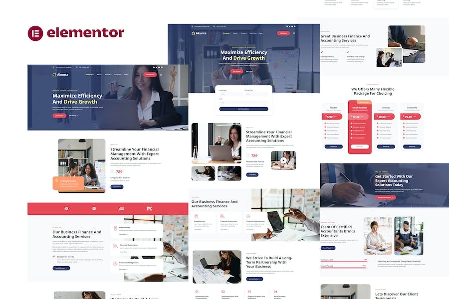Akunta - Template Kit Elementor para servicios de finanzas y contabilidad empresarial