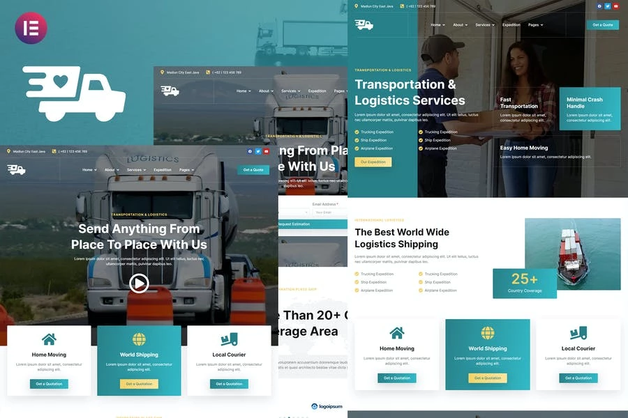 Antar - Template Kit Elementor de transporte y logística
