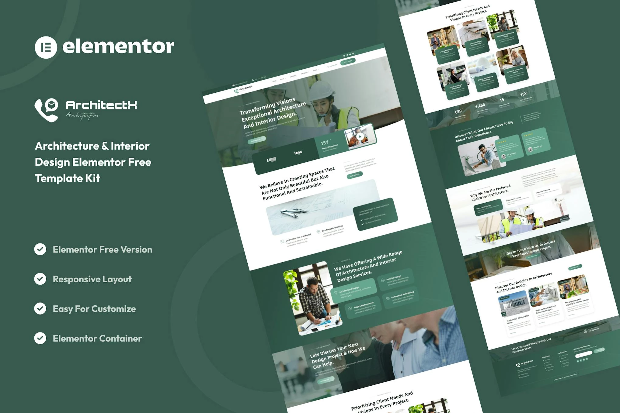 Architectx - Kit de plantillas Elementor para servicios de arquitectura e interiorismo