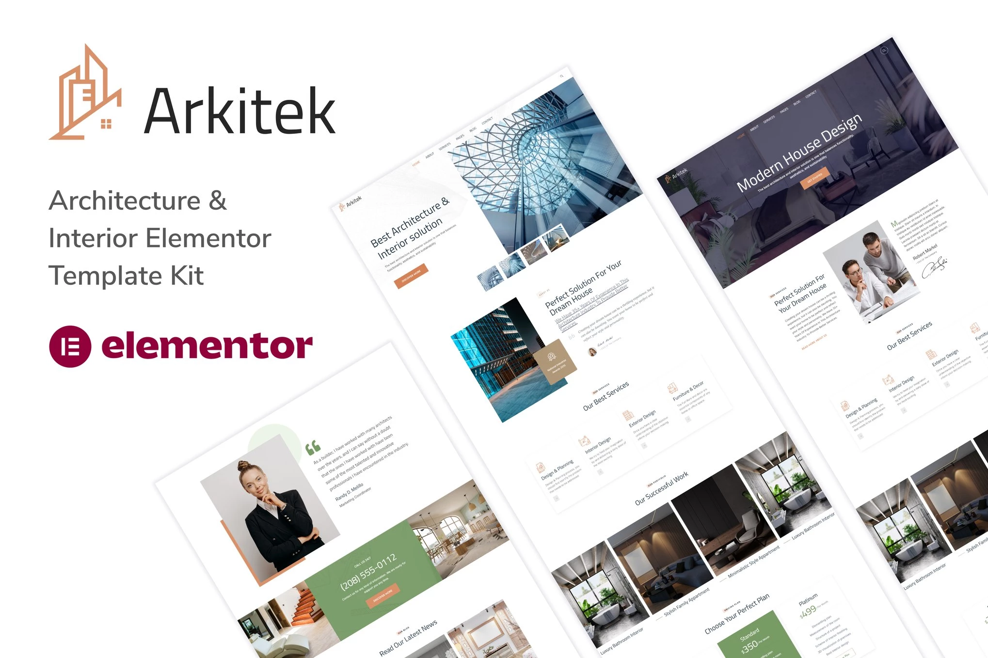 Arkitek - Kit de plantillas Elementor para arquitectura e interior