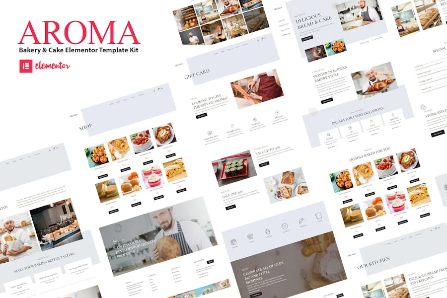 Aroma - Kit de plantillas Elementor para panadería y repostería
