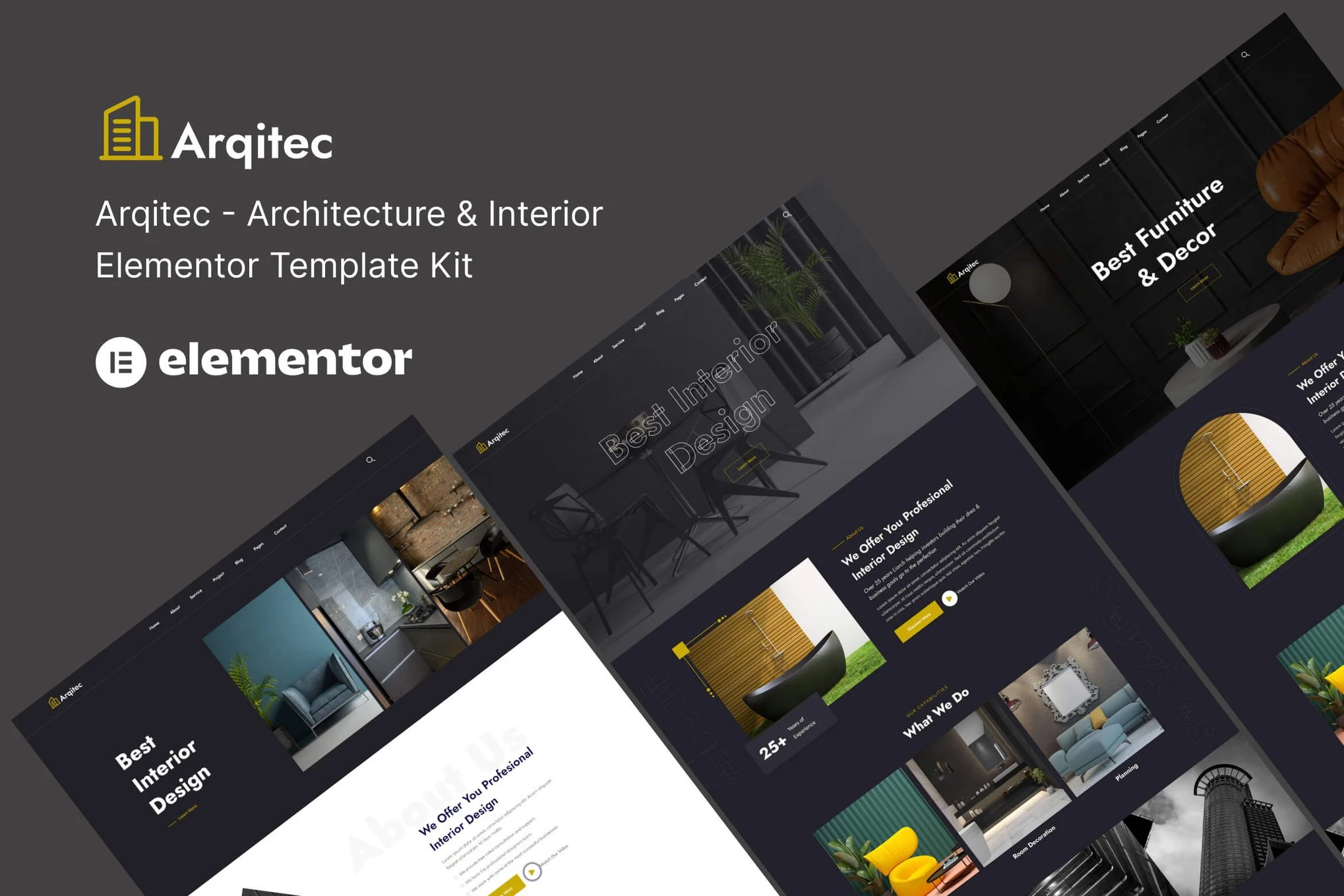 Arqitec - Kit de plantillas Elementor para arquitectura e interior