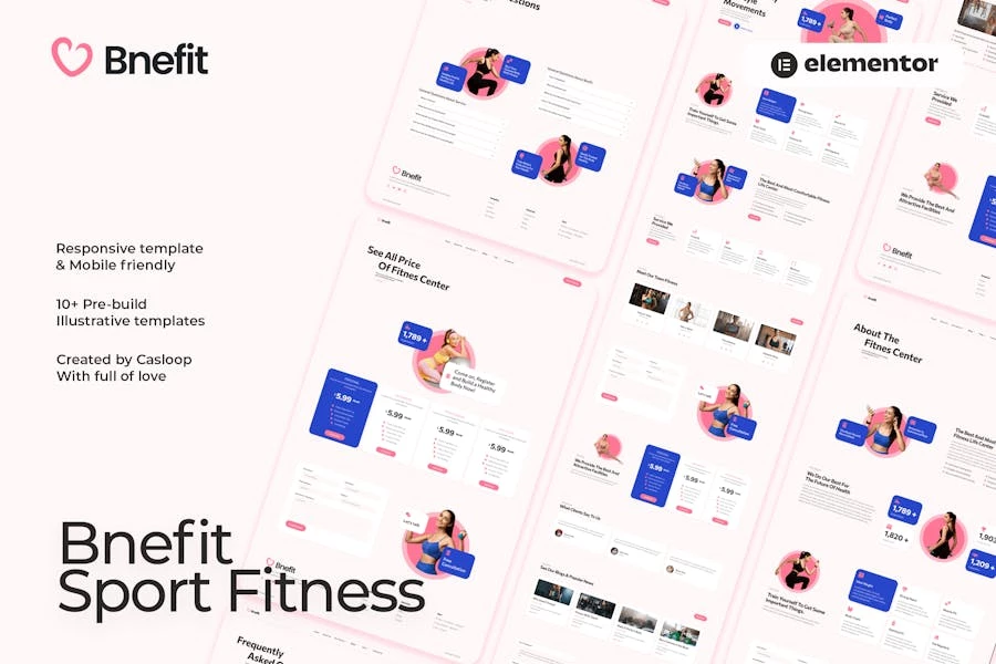 Benefit - Kit de plantillas Elementor para gimnasio y centro de fitness