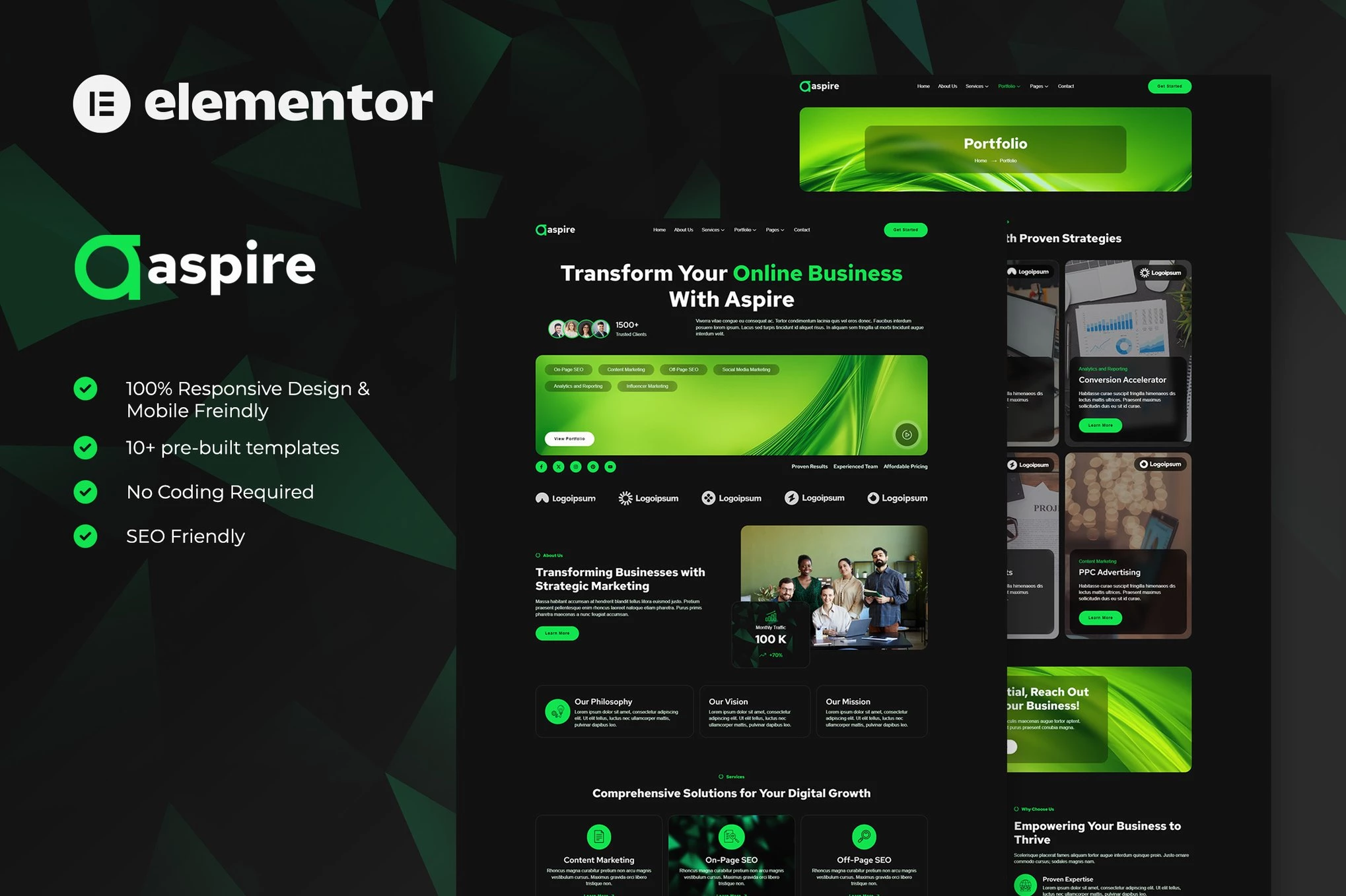 Aspire - Kit de plantillas Elementor para SEO y marketing digital