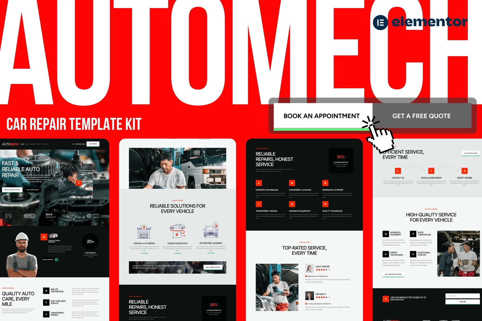 Automech - Kit de plantillas Elementor para servicio de reparación de automóviles