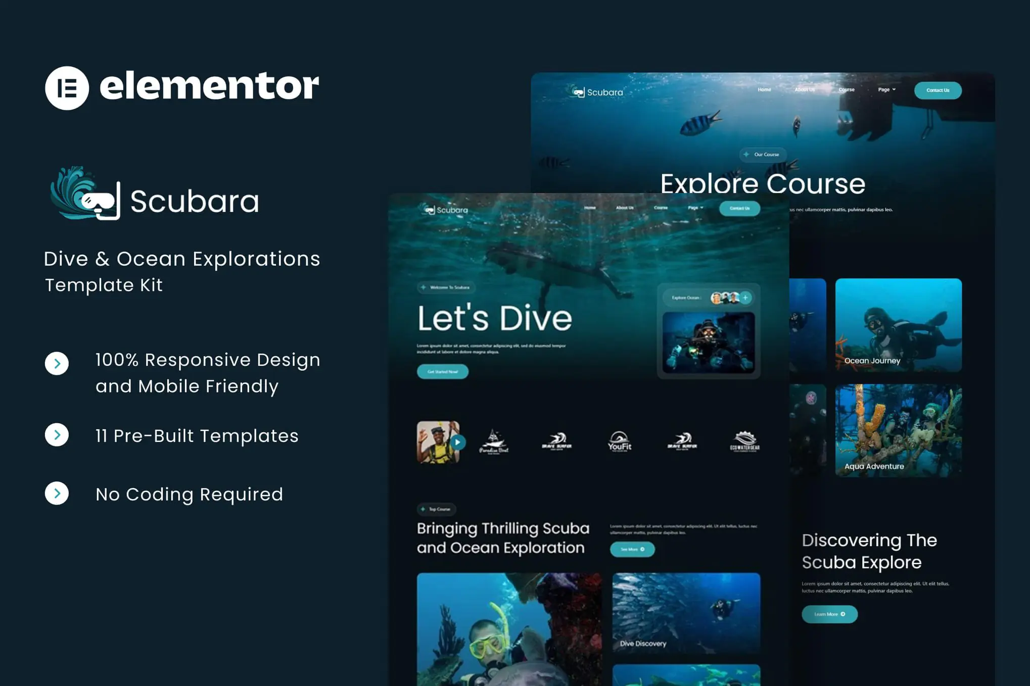 Scubara - Kit de plantillas Elementor de Dive & Ocean Explorations
