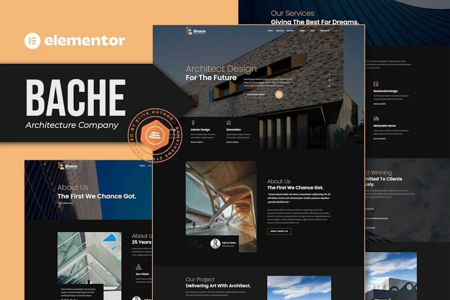 Bache - Template Kit Elementor para una empresa de arquitectura