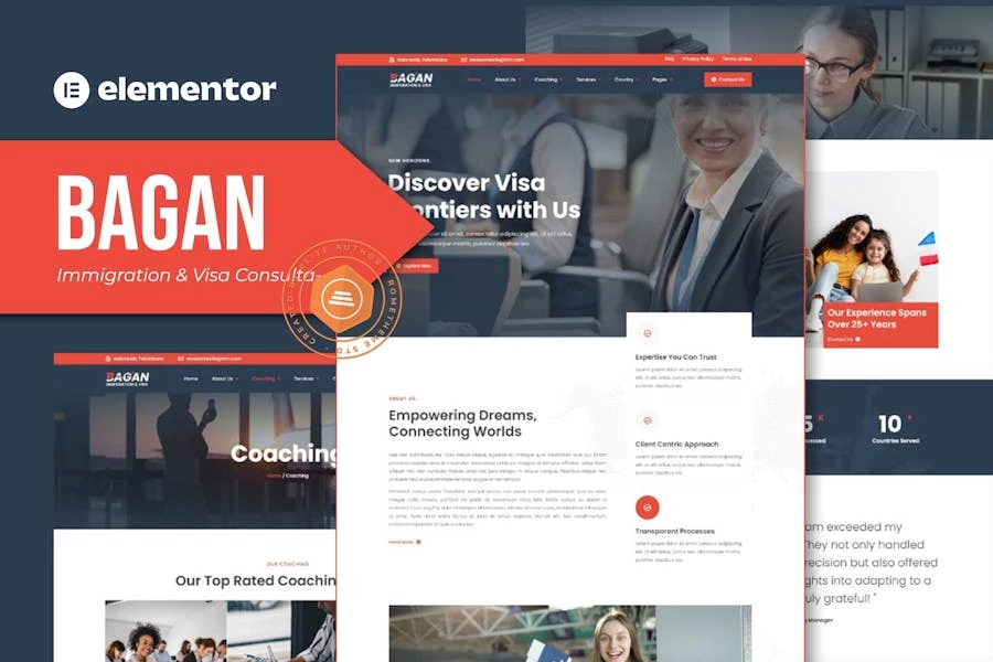 Bagan - Kit de plantillas Elementor para consultoría de inmigración y visas