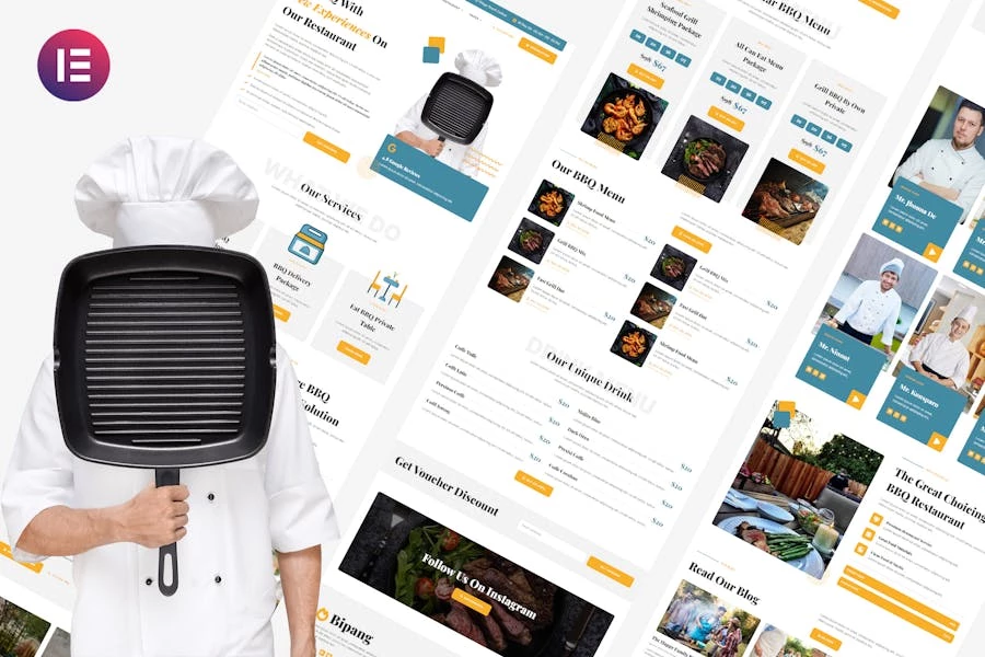 Bipang - Template Kit Elementor para restaurante BBQ & Grill