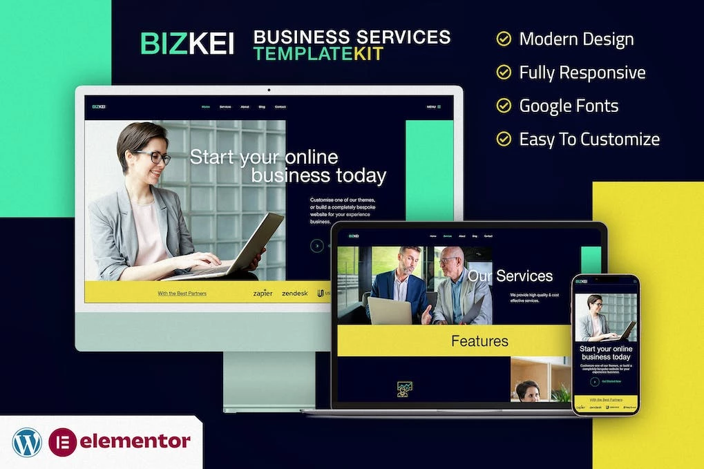Bizkei | Template Kit Elementor para empresas y servicios