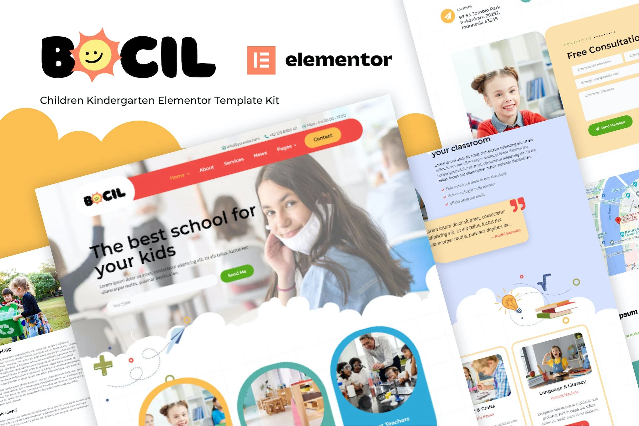 Bocil - Template Kit de elementores para jardín de infantes