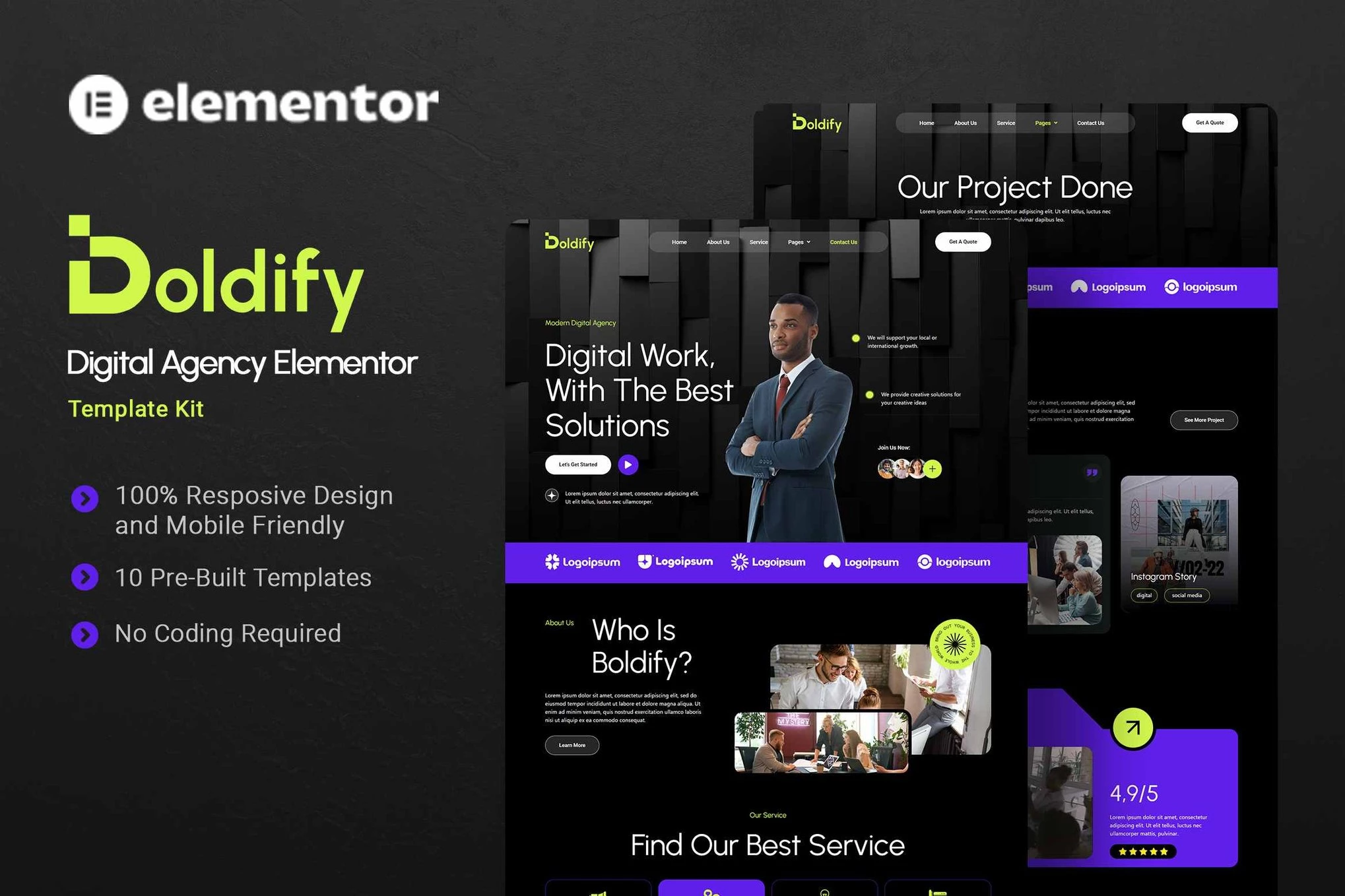 Boldify - Kit de plantillas Elementor para agencias digitales