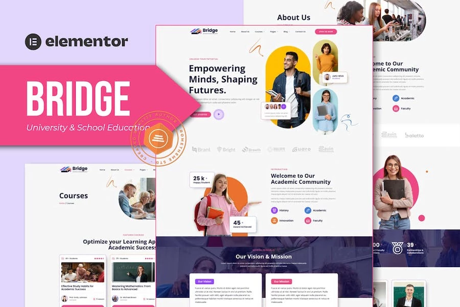 Bridge - Kit de plantillas Elementor para educación universitaria y escolar
