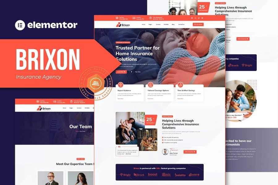 Brixon - Kit de plantillas Elementor para agencias de seguros