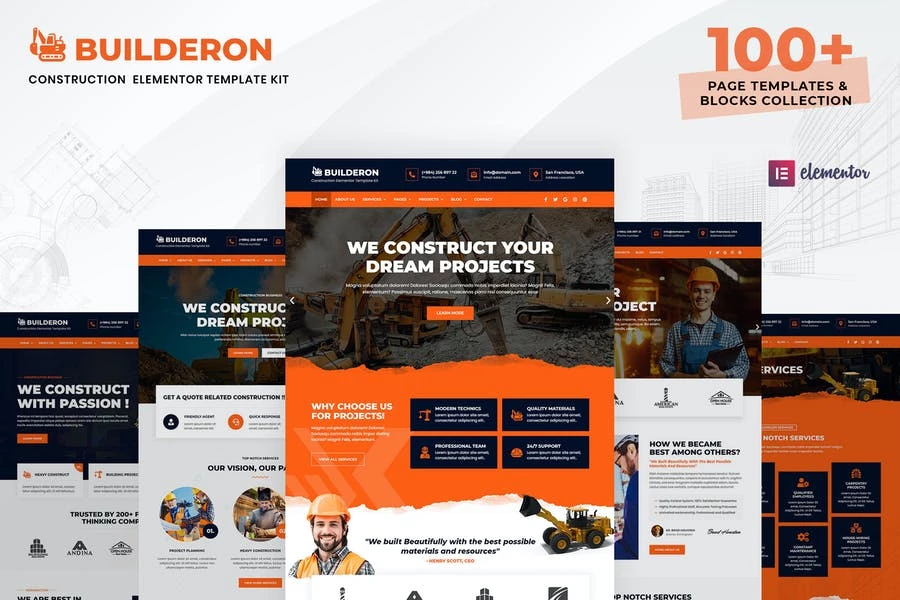 Builderon — Kit de plantillas Elementor para la construcción y la industria