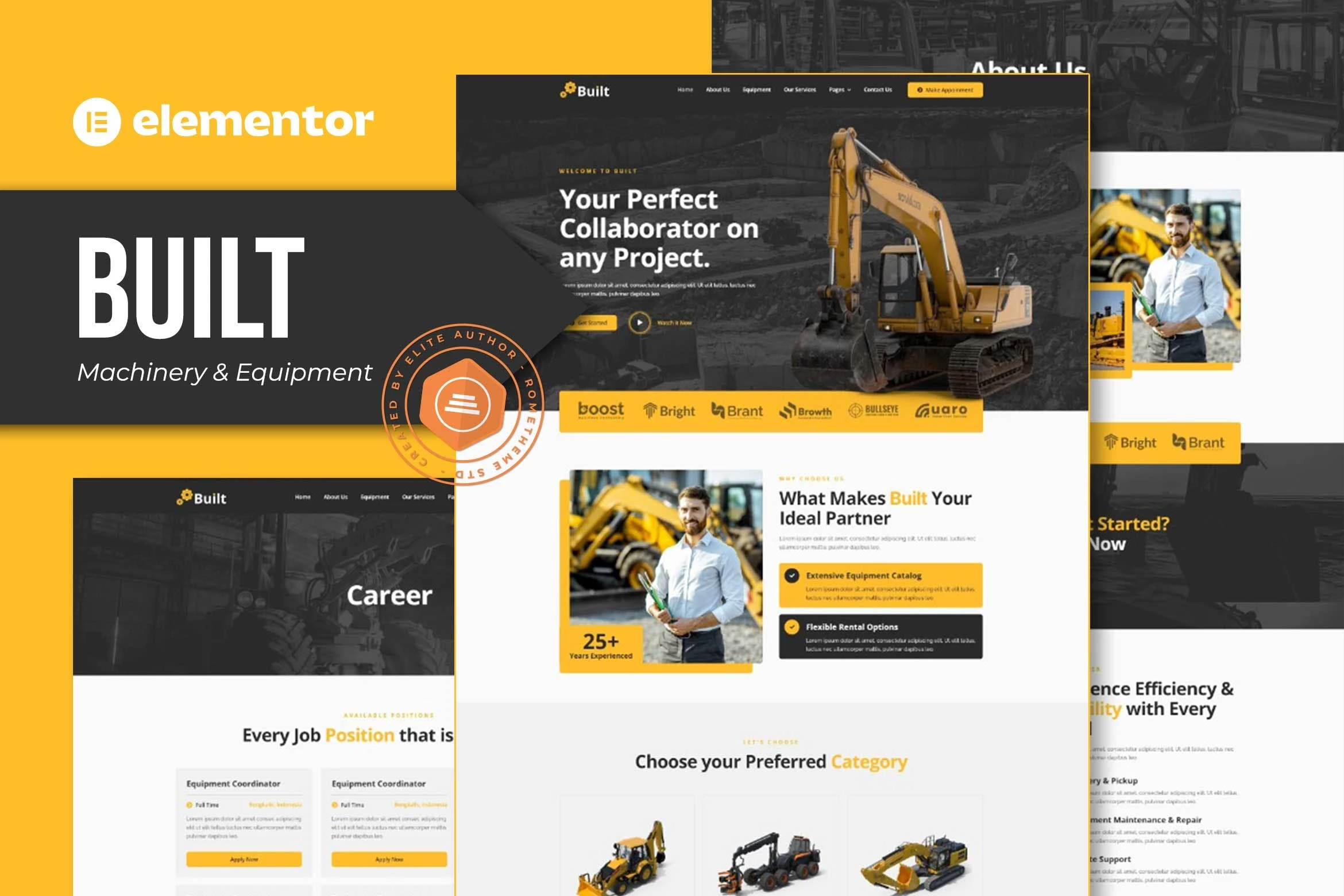 Construido - Kit de plantillas Elementor Pro para alquiler de maquinaria y equipo