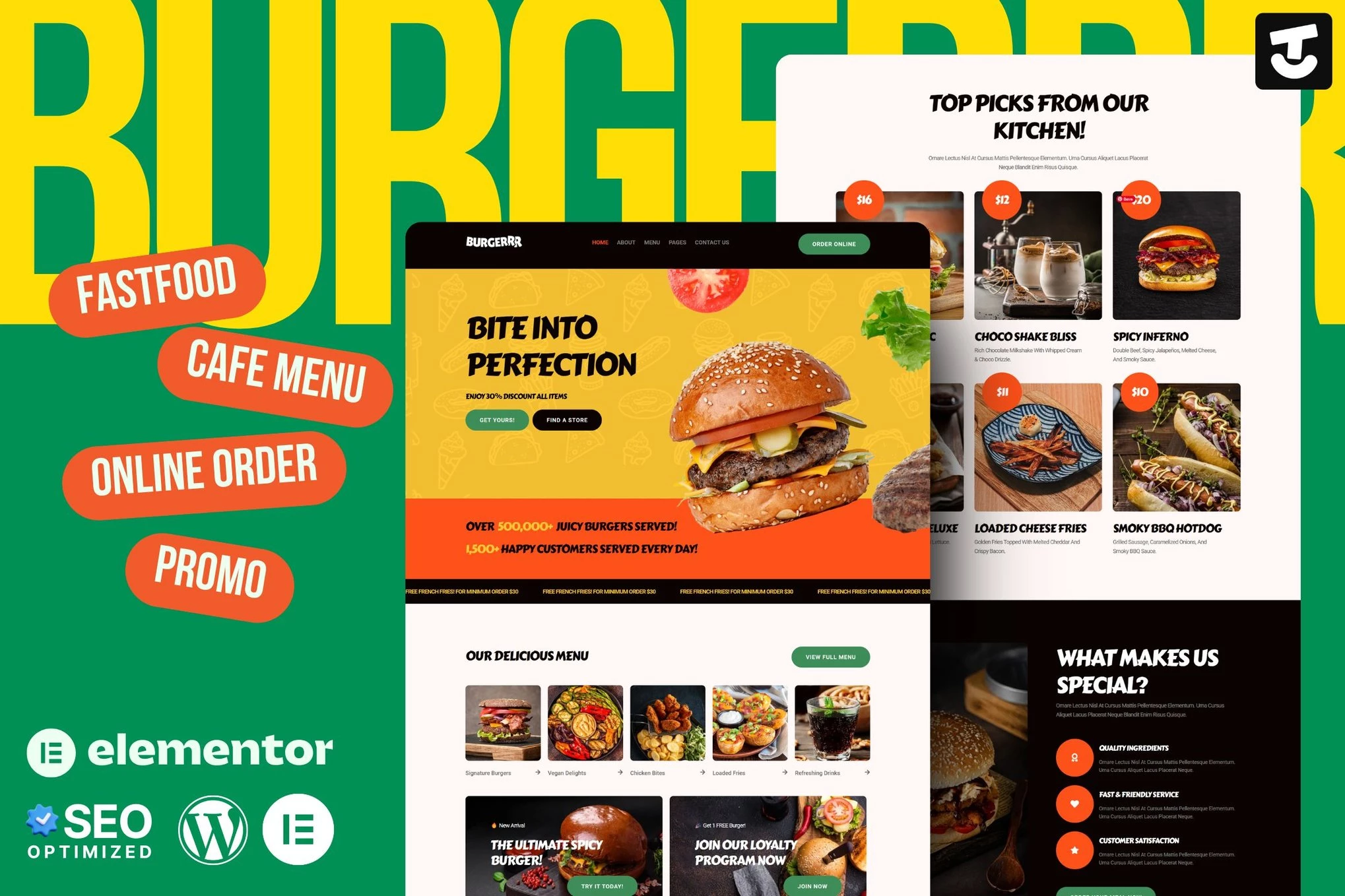 Burgerr - Kit de plantillas para restaurantes de comida rápida