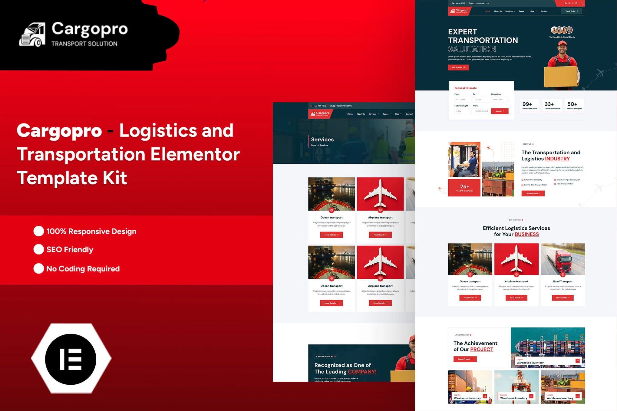 Cargopro - Kit de plantillas Elementor Pro para logística y transporte