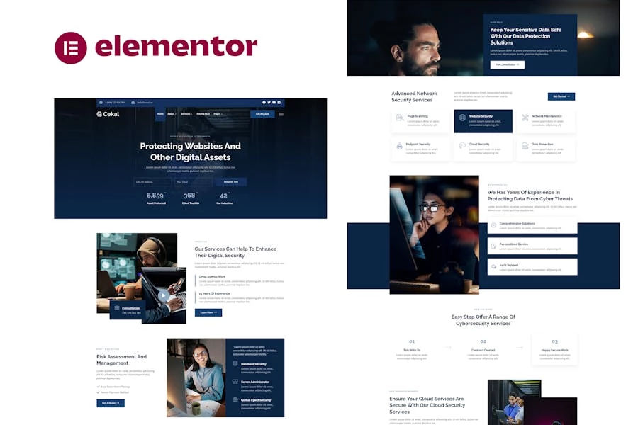 Cekal - Template Kit Elementor para servicios de ciberseguridad y TI