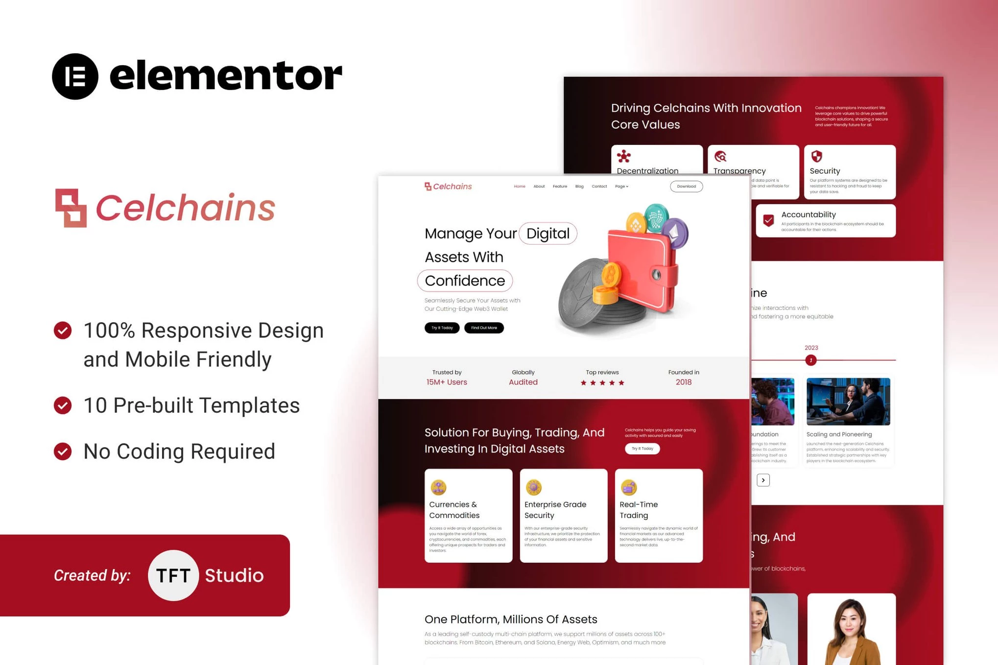 Celchains - Kit de plantillas Elementor para criptomonedas y DeFi para cadenas de bloques