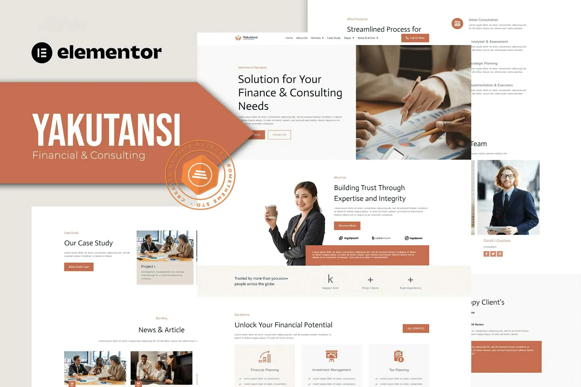 Yakutansi - Kit de plantillas Elementor para finanzas y consultoría