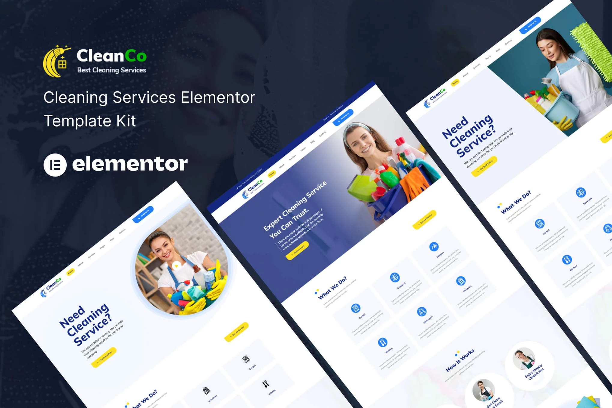 Cleanco — Kit de plantillas Elementor para servicios de limpieza