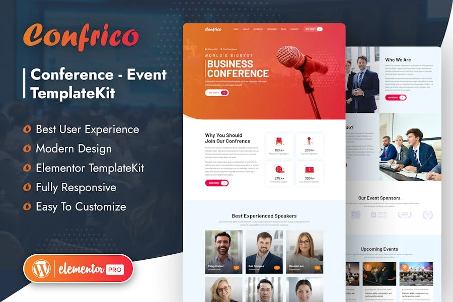 Confrico - Template Kit de Elementor para eventos y conferencias
