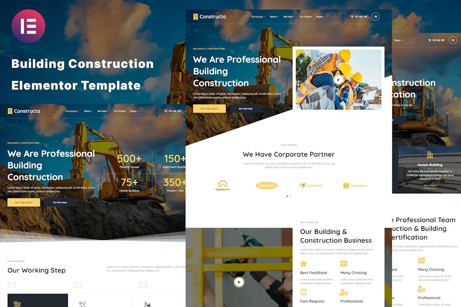 Constructa - Template Kit Elementor para edificios y construcción