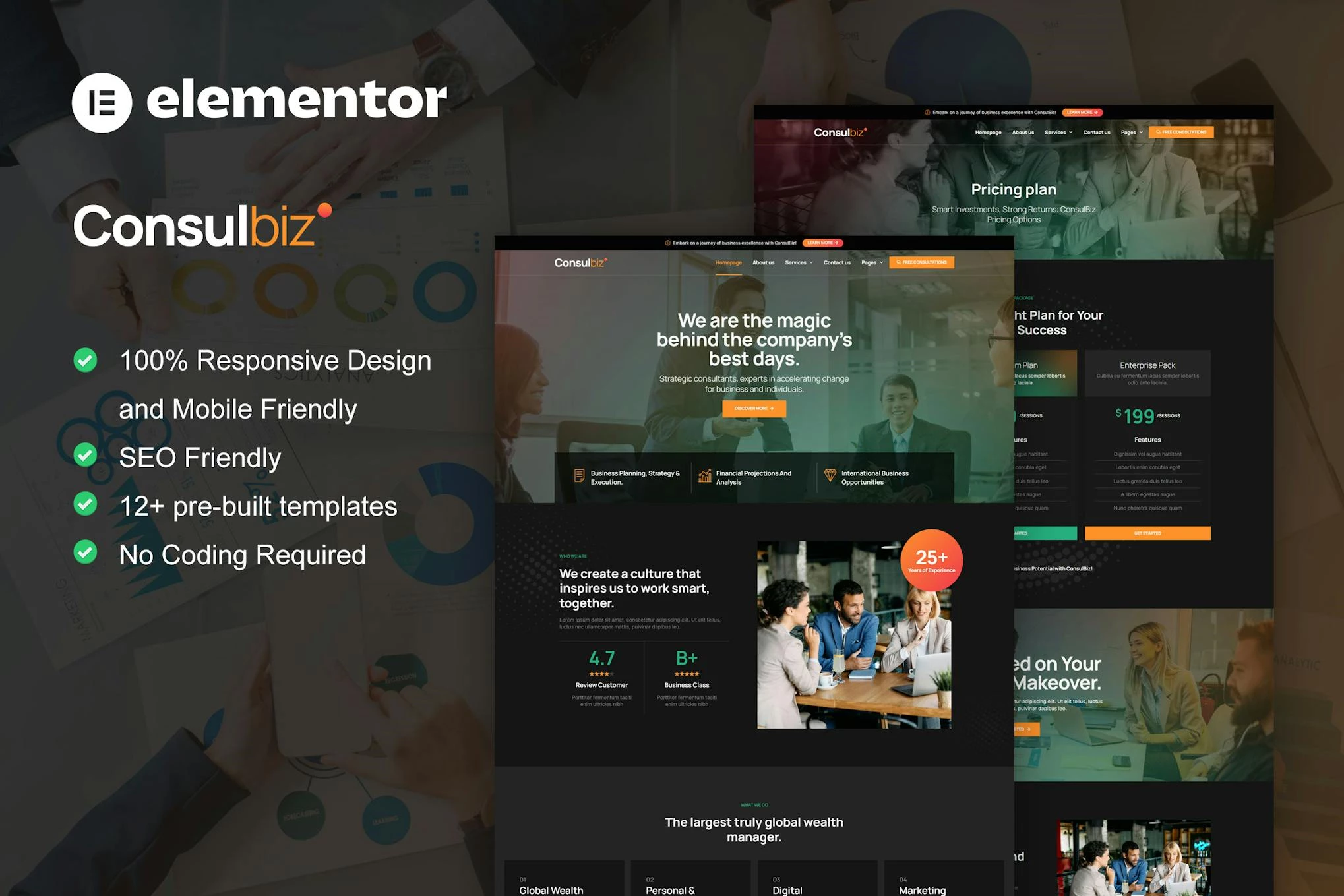 ConsulBiz - Kit de plantillas Elementor para consultores empresariales