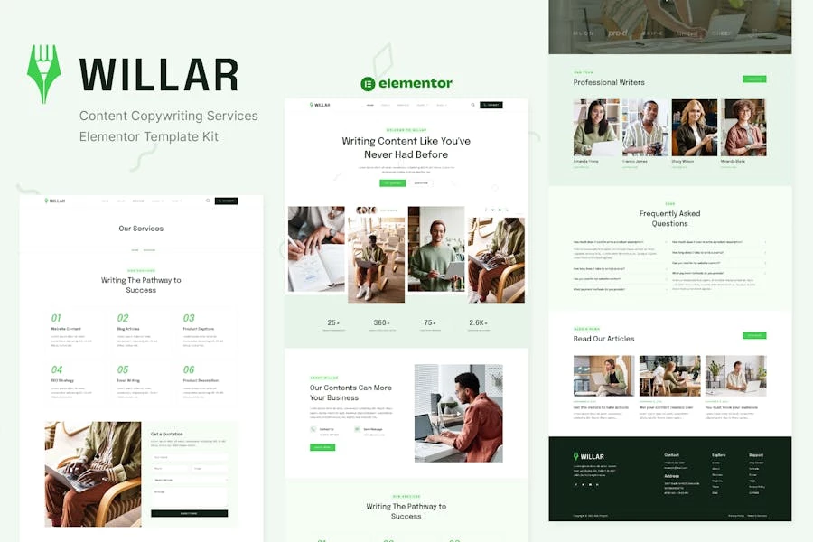 Willar - Template Kit Elementor de servicios de redacción de contenido