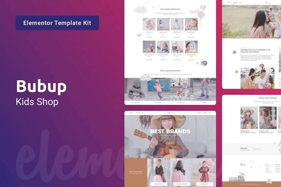 Bubup — Kit de plantillas Elementor para tiendas infantiles y tiendas de bebés