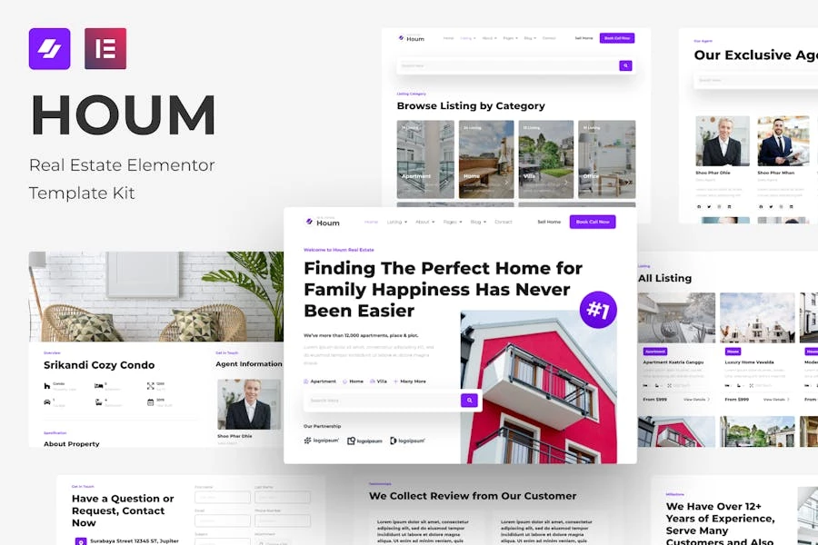 Houm - Template Kit Elementor de bienes raíces