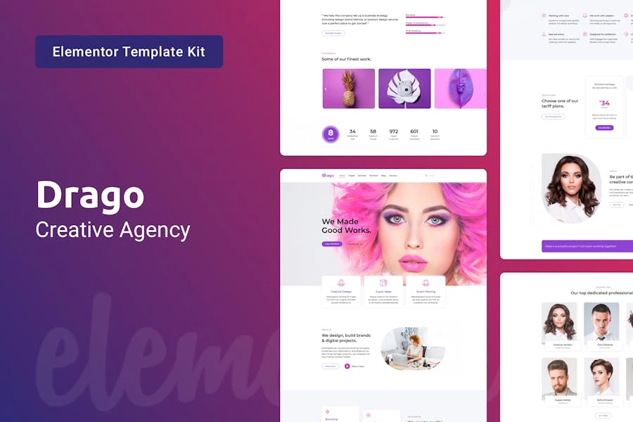 Drago - Kit de plantillas Elementor para Agencia Digital Creativa