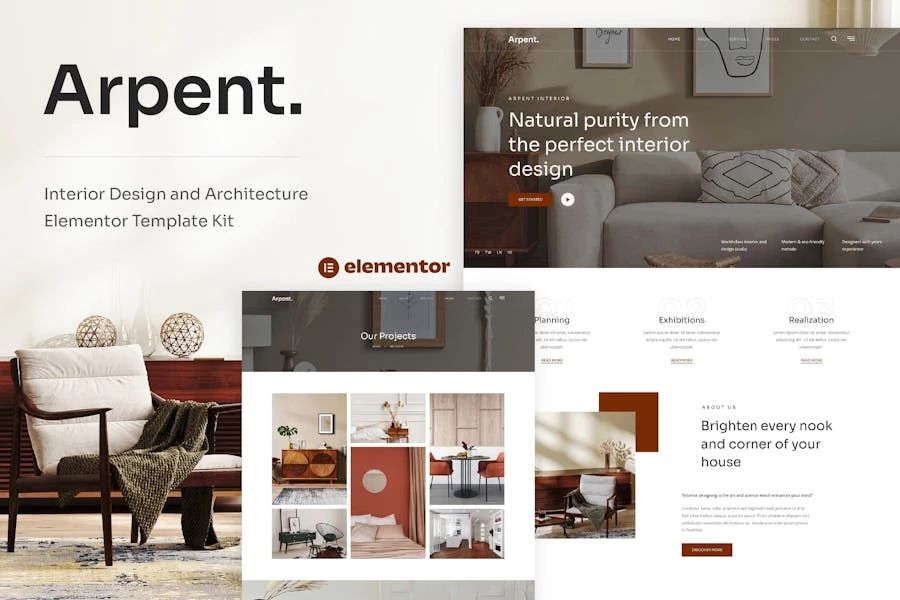 Arpent - Template Kit Elementor para diseño de interiores y arquitectura