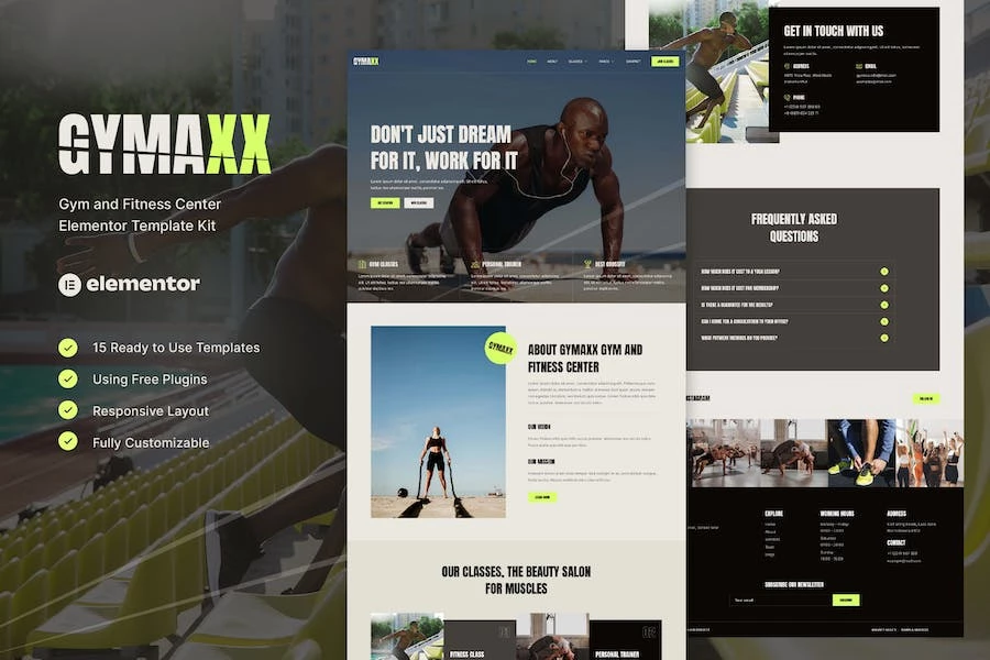 Gymaxx - Kit de plantillas Elementor para gimnasios y centros de fitness