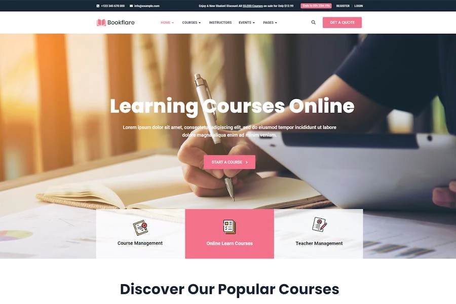 Bookflare — Template Kit Elementor para educación moderna y aprendizaje en línea