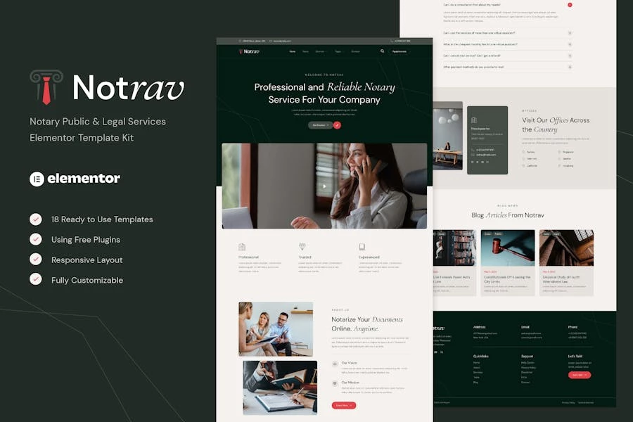 Notrav - Template Kit Elementor para servicios notariales y legales