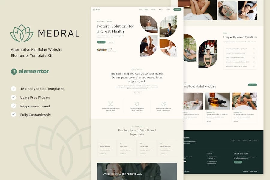 Medral - Kit de plantillas Elementor para sitios web de medicina alternativa