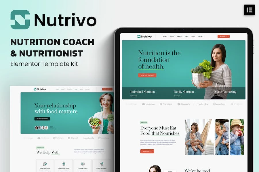 Nutrivo — Template Kit Elementor para instructores de nutrición y nutricionista