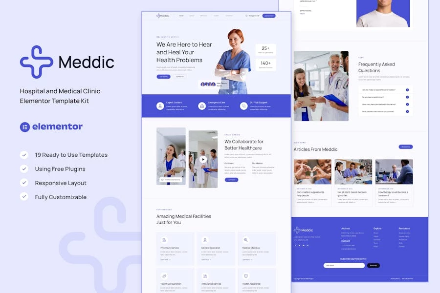 Meddic - Kit de plantillas Elementor para hospitales y clínicas médicas
